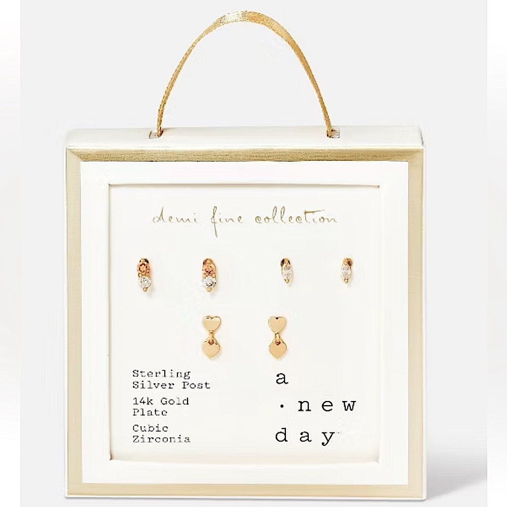 Stud Earrings Set, Sterling Silver & Cubic Zirconia — A New Day